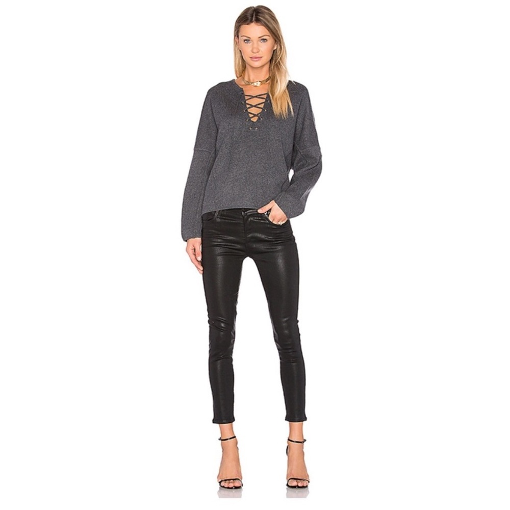Agolde Sophie black cropped High Rise Skinny Coated
Wax Jeans 29